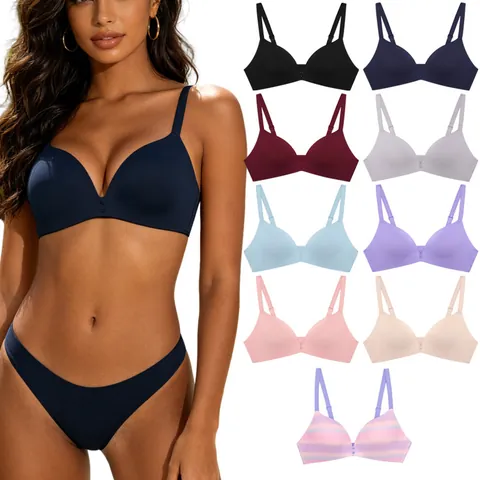 Reggiseno da Donna in Poliestere Minimalista Casual Senza Ferretto Superficie Liscia Senza Cuciture Push Up Reggiseno Spalline Fisse Comfort