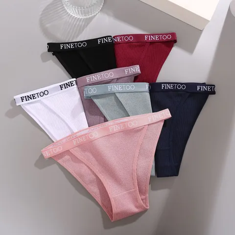 Mutandine da Donna in Misto Cotone con Trama a Nido d'Ape Vita Bassa Traspirante Fascia Elastica con Lettere Morbida Lingerie Donna