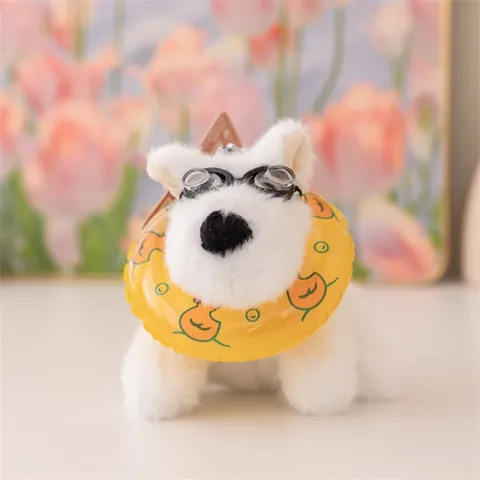 Cartoon Puppy Plush Keychain Schnauzer Westie Dog Doll Bag Pendant Soft Animal Toy For School Bag Backpack Key Ring