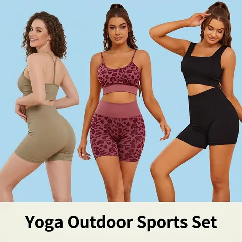 Women Ribbed Seamless Yoga Top And Bottom Sporty Sleeveless Sports Bra High Waist Workout Gym Shorts Athletic Outfit Clothing