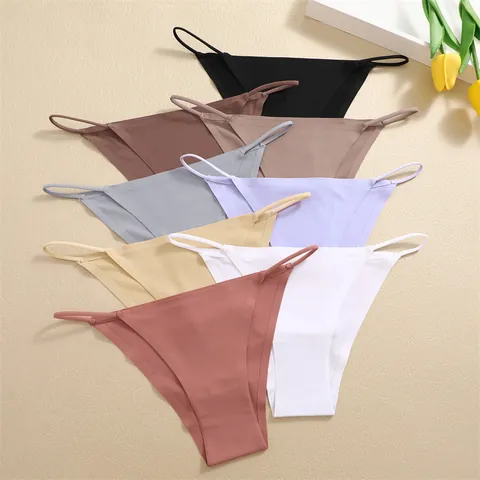 Women's Seamless Panties Low Waist Sexy Briefs Quick Dry Breathable Nylon Underwear With Cotton Crotch