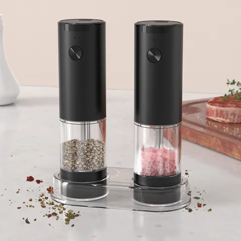 Macina Pepe Elettrico Funzionamento a Batteria Macina Sale Automatico Con Luce LED Macina Spezie in Acciaio Inox ABS Per Cucina Ristorante