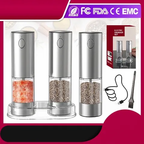 Macinatutto Elettrico per Pepe Ricaricabile in Acciaio Inossidabile Macinasale Automatico Con Grossezze Regolabile Strumento di Macinazione wireless per Cucina