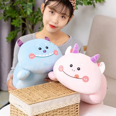 Cute Little Monster Long Plush Pillow Soft Animal Stuffed Toy For Sleeping Comfort Gift Home Decor