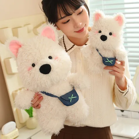 West Highland White Terrier Plüschtier Mit Kleiner Tasche Süßer Weicher Ausgestopfter Welpe Hund Tierpuppe Für Kinder Geburtstagsgeschenk