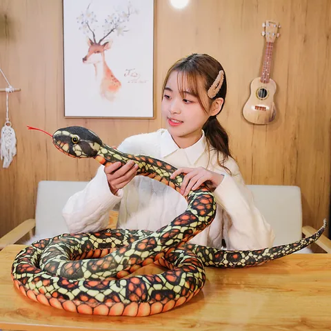 Realistic Giant Python Plush Toy Stuffed Animal Snake Soft Long Snake Pillow Prank Prop Photography Home Decoration For Kids Gift