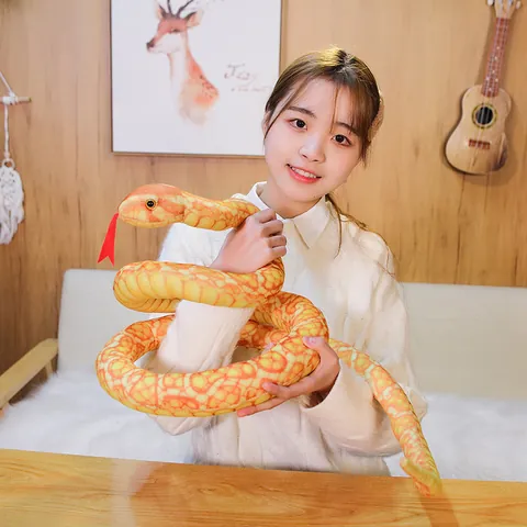 Realistic Giant Python Plush Toy Simulated Snake Stuffed Animal Soft Long Snake Photography Prop Prank Toy Home Decor
