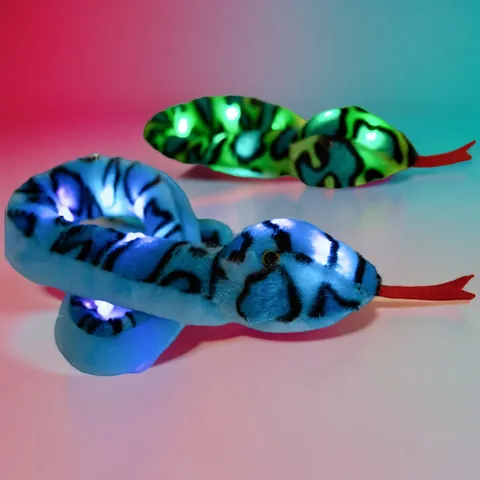 Realistic LED Glowing Snake Plush Toy Simulation Python Cobra Stuffed Animal Soft Glow In Dark Prank Prop For Easter Gift
