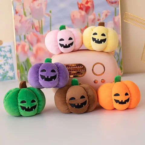 Halloween Ciondolo in Peluche a Forma di Zucca Luminosa Portachiavi Giocattolo di Pezza per Bambini Decorazione per Festa di Halloween Regalo