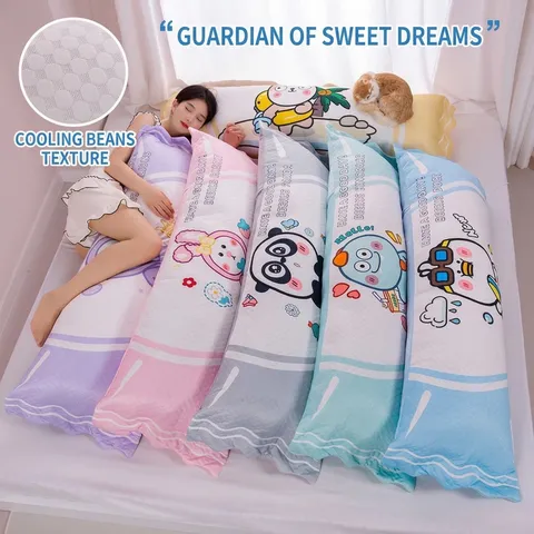 Long Cylindrical Bolster Side Sleeper Pillow Soft Cool Bubble Fleece Fabric For Bedroom Couples Sleep Aid Cartoon Animal Long Body Pillow