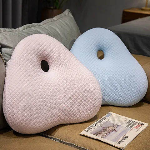 Cojín de Soporte Lumbar de Espuma Viscoelástica Transpirable Air Layer Acolchado Triangular para Silla de Oficina Soporte de Espalda Funda Lavable