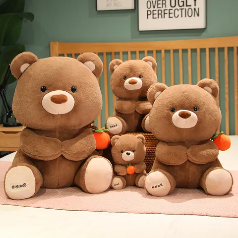 Cute Teddy Bear Holding Persimmon Plush Toy Soft Stuffed Animal Bear Doll Gift For Valentine Day Birthday Decoration