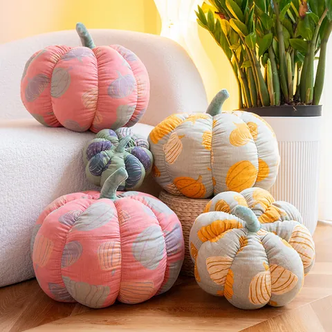 Coussin Décoratif en Forme de Citrouille Douce en Polyester pour Salon de Maison Coussin Citrouille en Peluche Déco