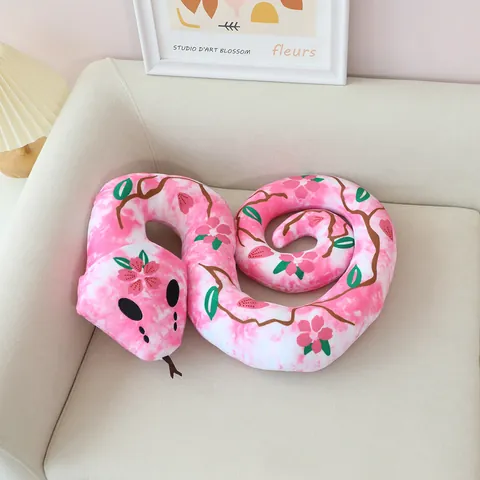Creative Realistic Snake Plush Toy Halloween Spoof Skull Snake Stuffed Animal Floral Pattern Home Party Decorative Toy