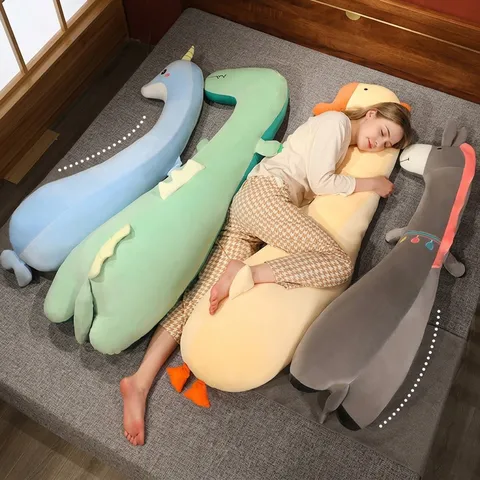 Almohada Larga de Cuerpo de Animal de Dibujos Animados para Dormir de Lado Soporte de Pierna Cojín de Peluche Suave