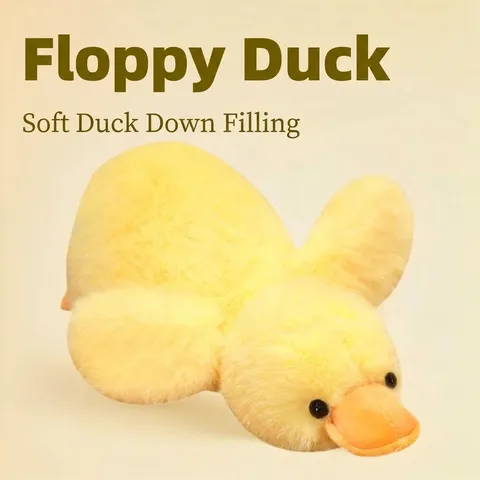 Fluffy Duck Plush Toy Shaggy Platypus Lying Duck Pillow Soft Stuffed Animal Doll For Sleeping Decor Gift For Kids Adults