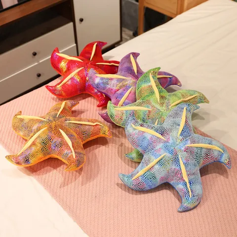 Ins Hot Starfish Plush Pillow Sea Animal Stuffed Toy Bronzing Velvet Marine Seastar Doll Gift For Kids Women Home Decor
