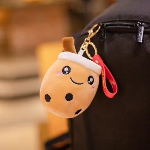 Cute Cartoon Milk Tea Cup Plush Keychain Soft Boba Tea Stuffed Toy For Bag Decor Key Ring Women Girl Birthday Gift