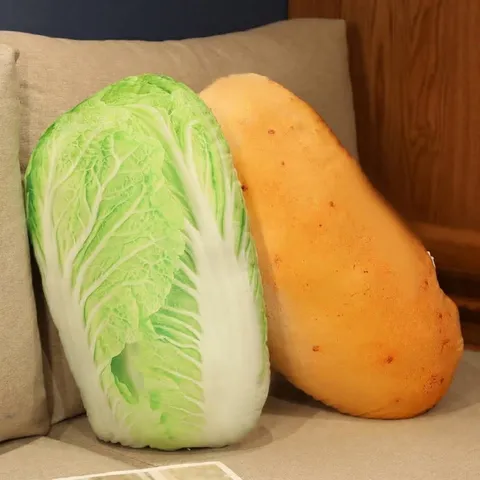 Creative 3D Simulation Vegetable Plush Cushion Soft Ultra Vivid Food Shaped Pillow For Office Couch Cushion Dining Decor