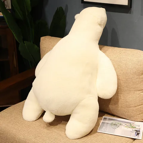 Large Polar Bear Plush Toy Stuffed Animal Long Pillow Soft White Bear Prone Pose Hugging Doll Home Decor Gift For Teens Women