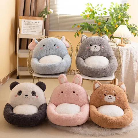 Cuscino per Sedile Integrato con Animali dei Cartoni Animati Con Schienale in Peluche Morbido Cuscino per Sedia Per Ufficio Casa Design Panda Coniglio