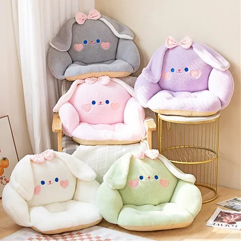 Cojín de Asiento Integrado con Forma de Conejo Lindo con Respaldo de Peluche Suave Algodón PP Tatami Sofá Almohadilla para Oficina Hogar Mujer Niños
