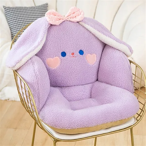 Cojín de Asiento Integrado con Forma de Conejo Lindo con Respaldo de Peluche Suave Algodón PP Tatami Sofá Almohadilla para Oficina Hogar Mujer Niños