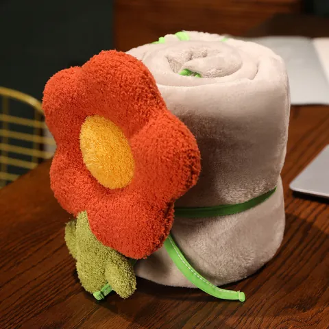 Süße Sonnenblume Plüsch Rolldecke Polyester Flanell Verdickt Weiche Tragbare Mittagsschlaf Decke Für Büro Studentenwohnheim Geschenk Damen