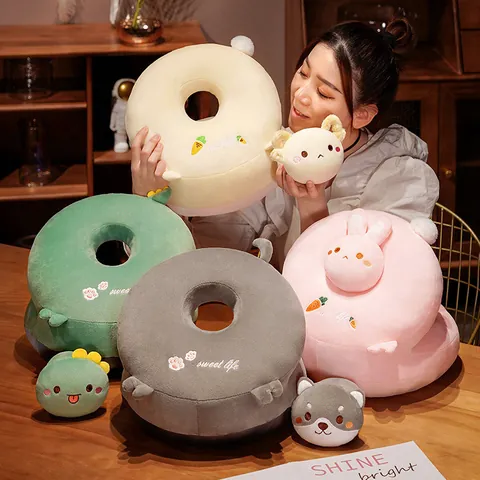 Cartoon Animal Hollow Nap Pillow Rabbit Dinosaur Sheep Husky Plush Ice Silk Breathable Office School Student Sleep Cushion