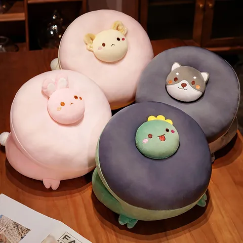 Cartoon Animal Hollow Nap Pillow Rabbit Dinosaur Sheep Husky Plush Ice Silk Breathable Office School Student Sleep Cushion