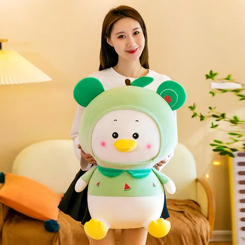 Fruit Duck Plush Toy Stuffed Animal Strawberry Watermelon Orange Hoodie Duck Doll Soft Plushie For Kids Girls Home Decor Birthday Gift