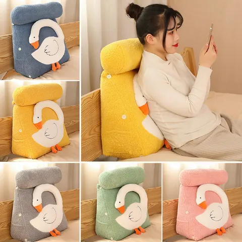 Cartoon Big White Goose Triangular Lumbar Support Pillow With Detachable Neck Pillow Adjustable Backrest For Sofa Bed Home