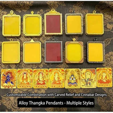 Pendentif Boîte Gau Tibétaine Thangka Bouddha Relief 3D Alliage Collier Pendentif Style Ethnique Bijoux Religieux Cadeau