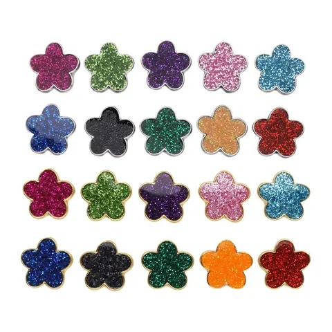 Alloy Glitter Flower Slide Charms Electroplated Enamel Floral Pattern Slip-on Connector Beads For DIY Bracelet Wristband Making Crafts Findings Accessories