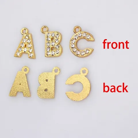 Gold Plated Alloy Alphabet Letter Pendants Rhinestone Inlaid English Initial Charms For DIY Necklace Bracelet Jewelry Making Accessories