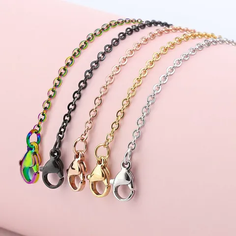 Minimalist Stainless Steel Flat Cross Chain Adjustable Necklace Fine O-Chain Jewelry For DIY Pendant Unisex Fashion Accessory