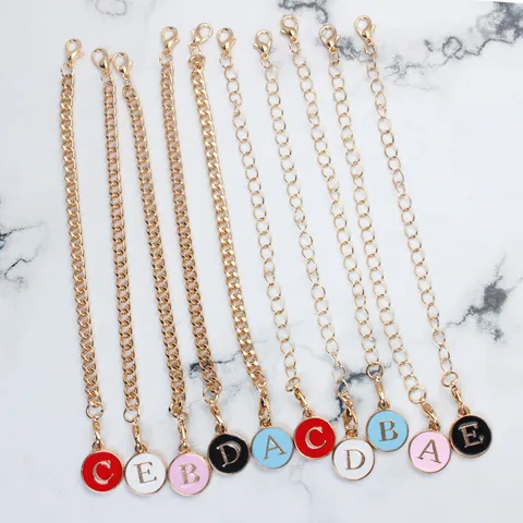 Enamel Alphabet Letter Charm Gold Chain With Lobster Clasp Alloy Pendant For Keychain Backpack Cup Decoration DIY Jewelry