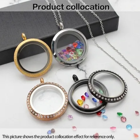 Round Stainless Steel Floating Locket Pendant Glass Memory Locket Screw Open Frame DIY Jewelry Making Gift For Women