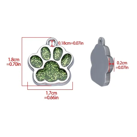Glitter Paw Print Pet ID Tag Alloy Pendant For Dog Cat DIY Jewelry Accessory Sparkling Anti-lost Hanging Multi Colors