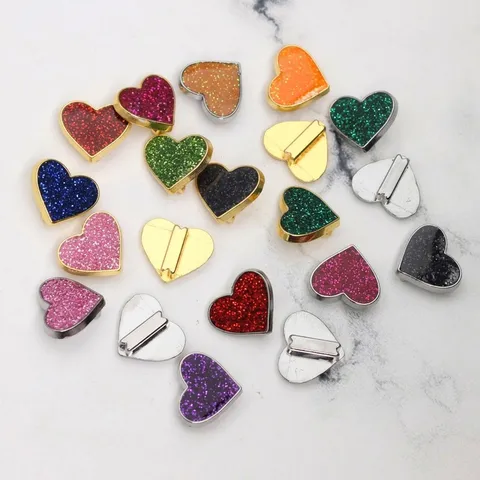 Alloy Enamel Glitter Heart Slide Charms For Jewelry Making DIY Bracelet Accessories For Women Girls Colorful Heart Pendants