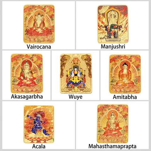 Pendentif Boîte Gau Tibétaine Thangka Bouddha Relief 3D Alliage Collier Pendentif Style Ethnique Bijoux Religieux Cadeau