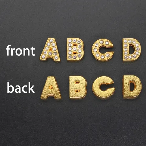 8mm Gold Legierung A-Z Alphabet Buchstaben Perlen Mit Weißen Strasssteinen Für DIY Schmuckherstellung Armband Handgelenk Dekoration