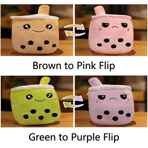 Wendbare Bubble Tea Plüschtier Weiche Gefüllte Milchteetasse Kissen Flip Ausdruck Puppe Spielzeug Süße Raumdeko Geschenk Für Kinder