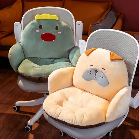 Winter Plush Electric Heated Chair Cushion Cartoon Integrated Lumbar Support One-Piece Office Chair Backrest Cushion For Winter Warmth