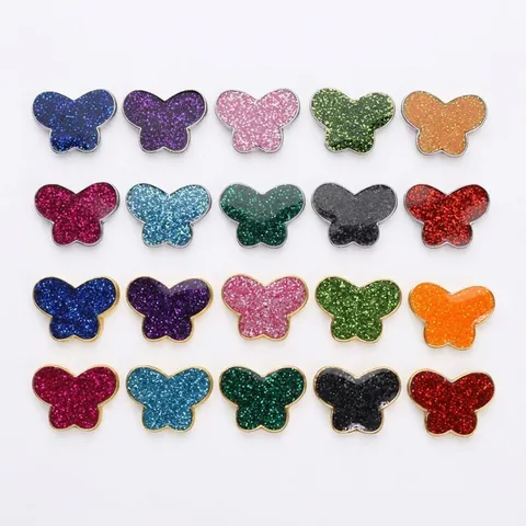Butterfly Shape DIY Slide Charms For Bracelet Watch Strap Alloy Enamel Glitter Butterfly Pendants Jewelry Making Accessories For Women Girls