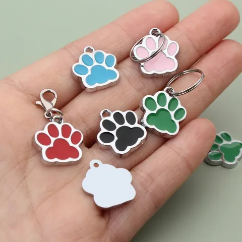 Minimalist Alloy Oil Drip Pet Paw Print Pendant DIY Jewelry Craft Making Metal Charm Accessories