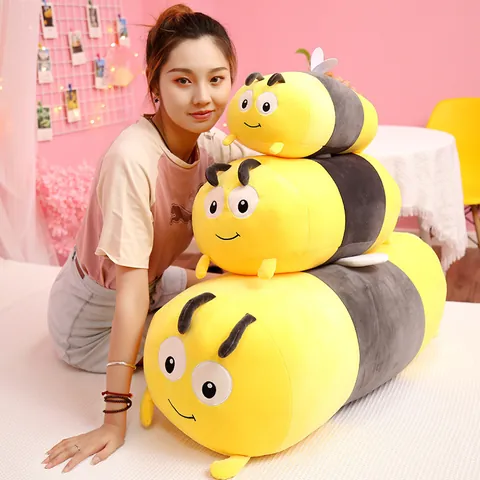 Cute Cartoon Bee Ladybug Stuffed Animal Plush Toy Soft Polyester Down Cotton Filled Insect Cushion Pillow For Home Sofa Decor Gift