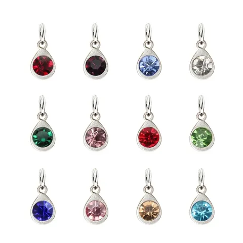 Dije de Gota de Aleación con Diamantes de Imitación Piedra de Nacimiento Colgantes de Gota de Agua Para DIY Pulsera Pendientes Fabricación de Joyería Regalo de Cumpleaños