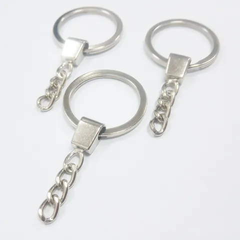 Metall Legierung Schlüsselring Mit Vier Gliederkette Chrom Silber DIY Schmuckzubehör Schlüsselanhänger Komponenten