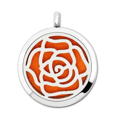 Collana per Aromaterapia in Acciaio Inossidabile Pendente Medaglione Diffusore di Oli Essenziali Rotondo Cavo per Donna